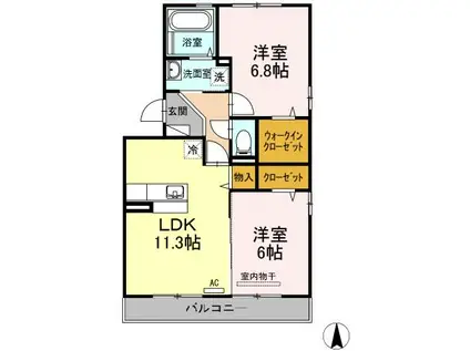 シャングリ・ラ光栄(2LDK/3階)の間取り写真