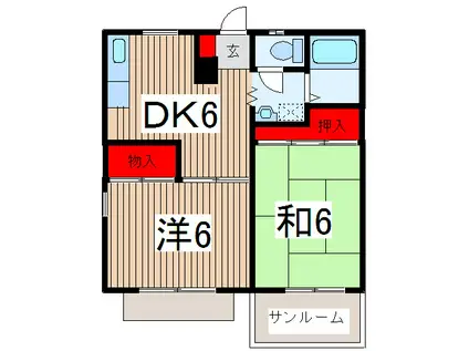 富士見パークハイツ(2DK/1階)の間取り写真