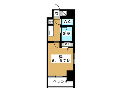 ルクレ錦糸町(1K/11階)の間取り写真