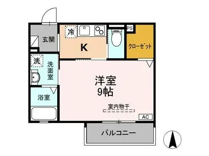 DーROOM上浅田1丁目(1K/3階)の間取り写真