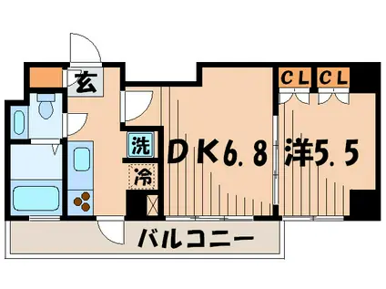プラウドフラット蒲田II(1DK/15階)の間取り写真