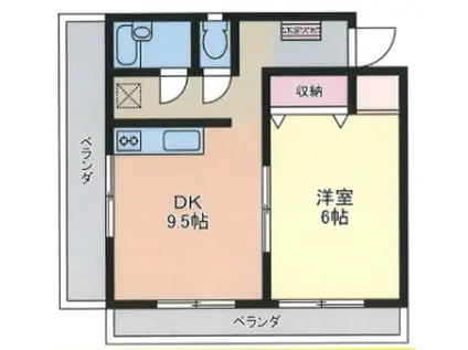 TREE TOPS(1LDK/3階)の間取り写真