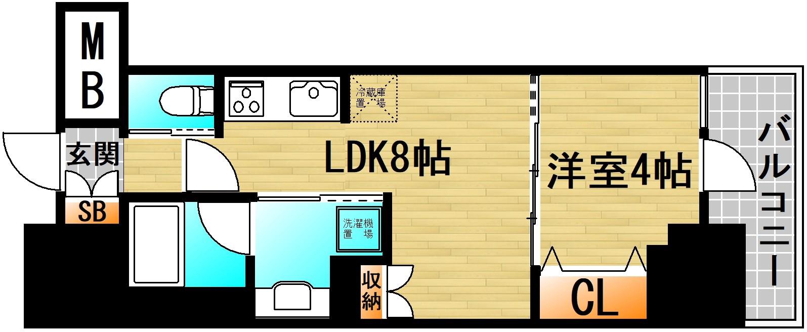 シティインデックス神田(1LDK/4階)の間取り写真
