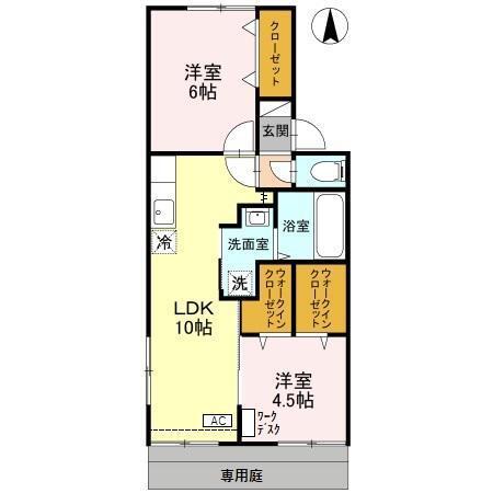 ウエスタンパーク8(2LDK/1階)の間取り写真
