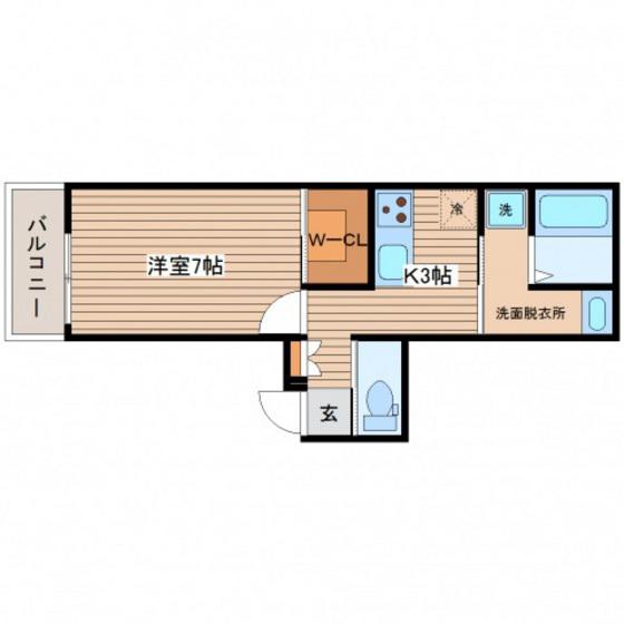 HEBEL MAISON 舟入川口町(1K/2階)の間取り写真