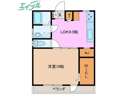 ノーブル松本(1LDK/2階)の間取り写真