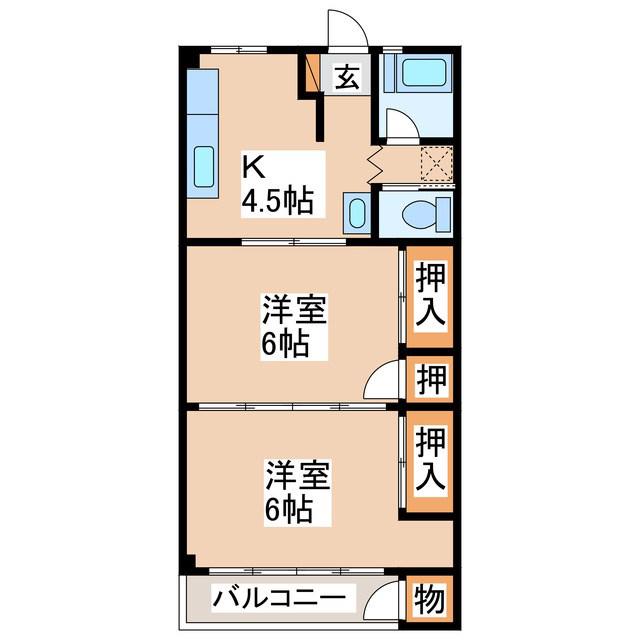 コーポハヤシ(2K/3階)の間取り写真