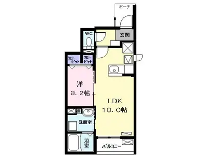 アウローラII(1LDK/1階)の間取り写真