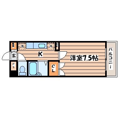 アイリスヒルズ(1K/3階)の間取り写真