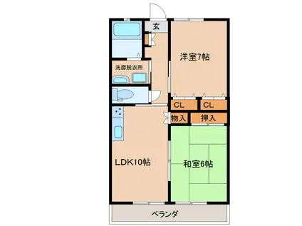 ウェスティンストリートI(2LDK/2階)の間取り写真