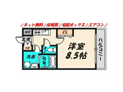 LA LUNA都島(1K/7階)の間取り写真