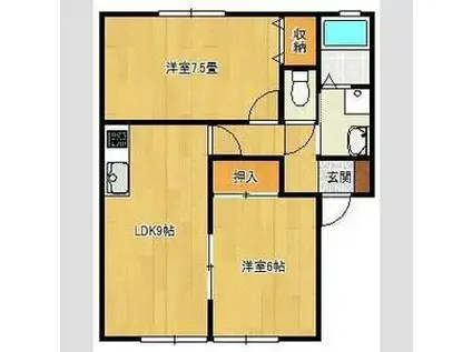 パナハイツ薮塚A棟(2DK/1階)の間取り写真