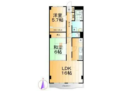 エクシード館(2LDK/5階)の間取り写真