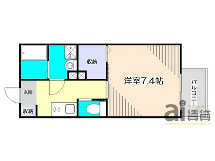 MELDIA新狭山II(1K/2階)の間取り写真