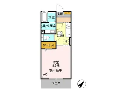 レジデンス令和(1K/1階)の間取り写真