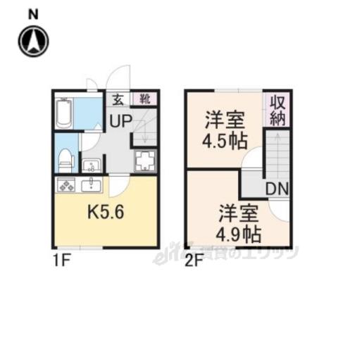 レオパレス枚岡ヒルズ(2DK/2階)の間取り写真