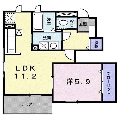 ファイン・S(1LDK/1階)の間取り写真