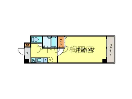 アルビオン新北野(1K/4階)の間取り写真