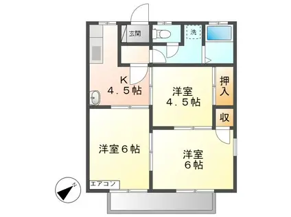 グランエールA(3K/2階)の間取り写真