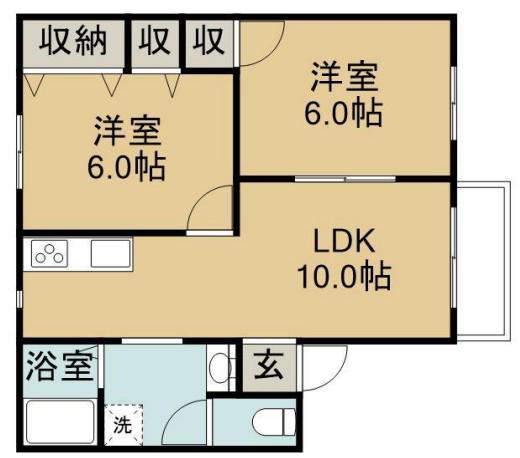 神戸電鉄粟生線 三木駅(神戸電鉄) 徒歩6分 2階建 築35年(2LDK/2階)の間取り写真