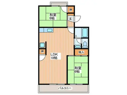 ラ・エスタシオンC棟(2LDK/2階)の間取り写真