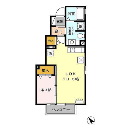 クレスト雅B棟(1LDK/1階)の間取り写真