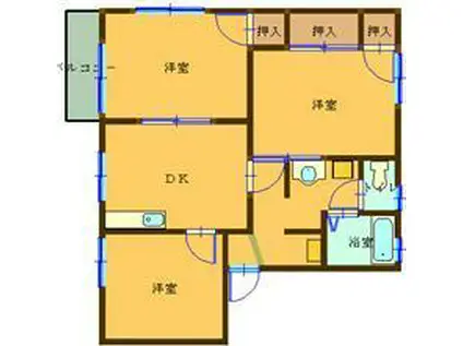 上原ハイツ(3DK/2階)の間取り写真