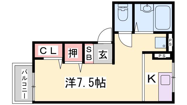 コーポ有明(1K/2階)の間取り写真