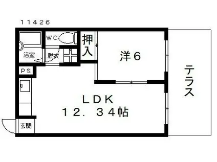 フェリスマンションII(1LDK/1階)の間取り写真