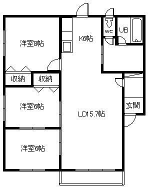 グランデII(3LDK/3階)の間取り写真