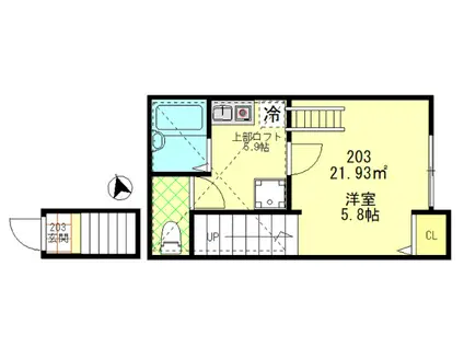 府中の森TWINKLE(1K/2階)の間取り写真