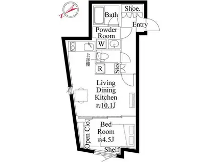 エディット大森(1LDK/4階)の間取り写真