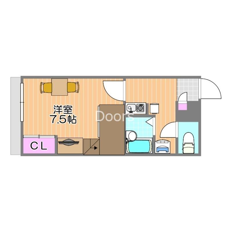 西長瀬HOUSE(1K/2階)の間取り写真