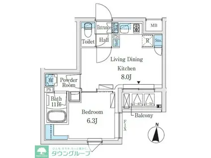 SOLASIARESIDENCE亀戸(1LDK/1階)の間取り写真