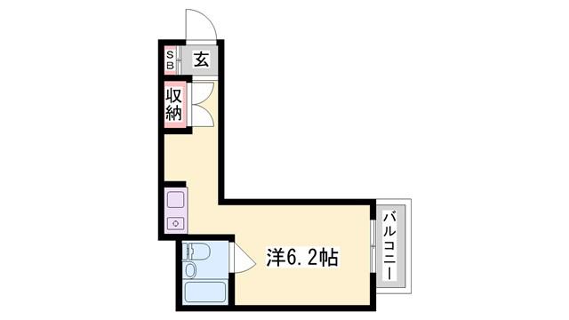 エレーヴ新在家(1K/1階)の間取り写真