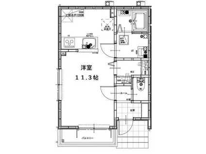 グランソフィア貝柄山(ワンルーム/1階)の間取り写真