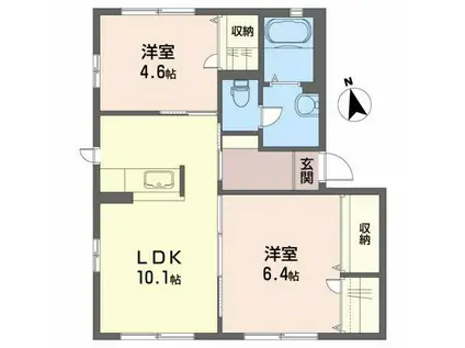 オリオンB(2LDK/1階)の間取り写真