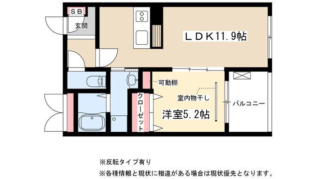 LALALA三幸(1LDK/1階)の間取り写真