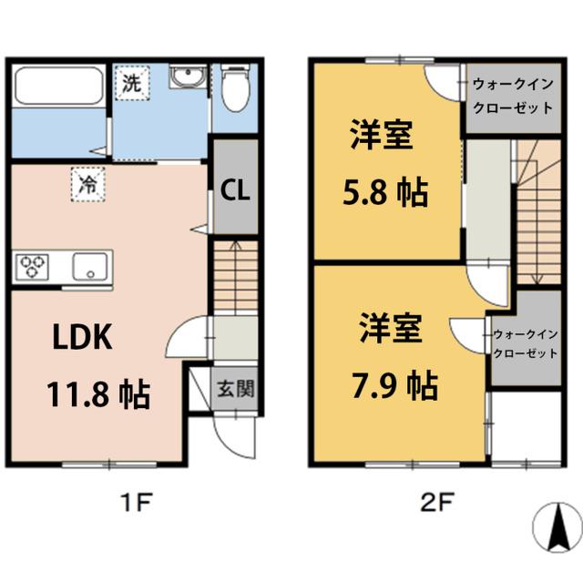 セラータ(2LDK/1階)の間取り写真