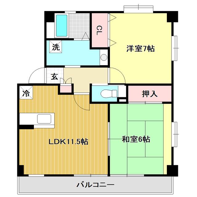 サンモール北竹島(2LDK/3階)の間取り写真
