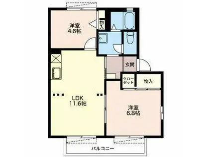 ふぁみーゆ193 A(2LDK/2階)の間取り写真