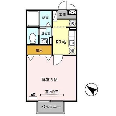 イミグラントクローバー(1K/1階)の間取り写真