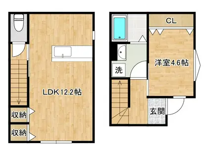 グラン下富野II(1LDK/2階)の間取り写真