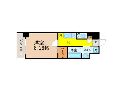 リラ出来町(1K/7階)の間取り写真