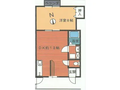 サンライズ・山本B(1LDK/1階)の間取り写真