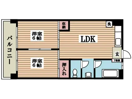 セイショウ・ヴィレッジ(2DK/4階)の間取り写真