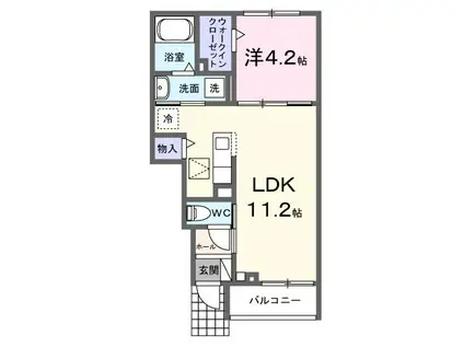 デルーナII(1LDK/1階)の間取り写真