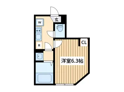 カインドネス町田Ⅱ(1K/2階)の間取り写真