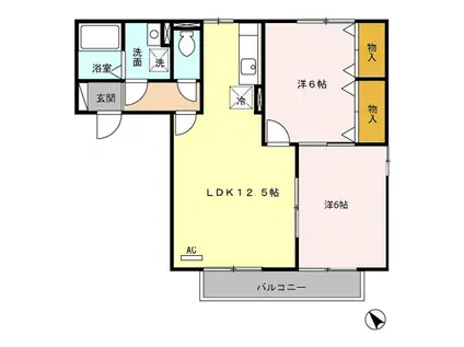 SALT VALLEY COURT A(2LDK/2階)の間取り写真