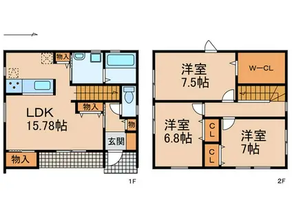 カムイチセ(3LDK/1階)の間取り写真
